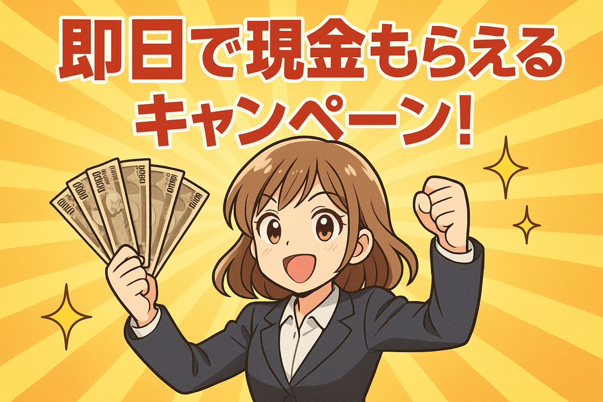 即日で現金もらえるキャンペーン！